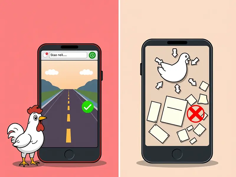 App italiana o browser per Chicken Road 2: due smartphone a confronto, uno con un'icona sospetta e uno con il browser